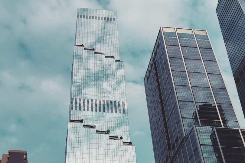 New York City, USA - July 23, 2023: The Spiral office building skyscraper in New York city, Hudson boulevard.