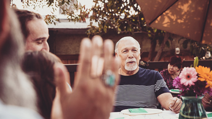 People at backyard gathering
